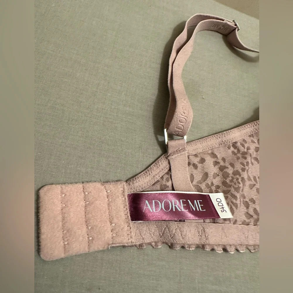 Adore Me Underwire Support Mauve Floral Pattern Bra Size 34DD